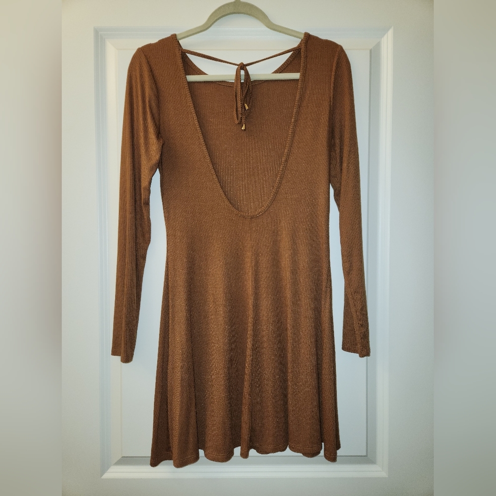 Camel Color Ribbed Dress - Picture 2 of 4